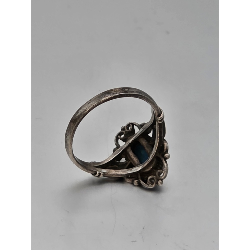 Adams Sterling Silver Ring with Blue Oval Stone Size 7 - Picture 10 of 11